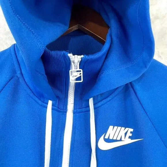 Nike Hooded Sweatshirt Womens Size Small Blue Retro Full Zip Track Jacket Hoodie - Picture 4 of 15